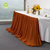 Wholesale luxury rotary table skirt white tutu tulle chiffon led table skirt for wedding decoration