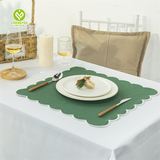 Natural Jute Embroidered Linen Placemat Scalloped Napkins for Dining Table Luxury