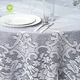 CY-TAB-024 White Round Tablecloth with Floral Lace Table Linens Wedding Party Events Decorations Dining