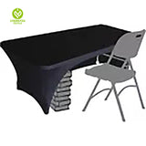 CY-TAB-018 Fitted Table Covers for Folding Tables,Open Back, Spandex/Stretch/Elastic Rectangular Table Cloths for Trade Show Display or Party