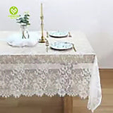 CY-TAB-024 White Round Tablecloth with Floral Lace Table Linens Wedding Party Events Decorations Dining