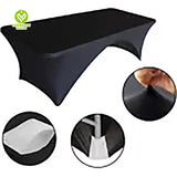 CY-TAB-018 Fitted Table Covers for Folding Tables,Open Back, Spandex/Stretch/Elastic Rectangular Table Cloths for Trade Show Display or Party