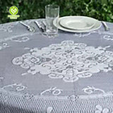 CY-TAB-024 White Round Tablecloth with Floral Lace Table Linens Wedding Party Events Decorations Dining