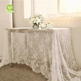 CY-TAB-024 White Round Tablecloth with Floral Lace Table Linens Wedding Party Events Decorations Dining