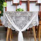 CY-TAB-024 White Round Tablecloth with Floral Lace Table Linens Wedding Party Events Decorations Dining