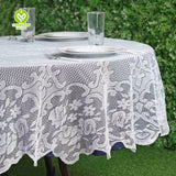 CY-TAB-024 White Round Tablecloth with Floral Lace Table Linens Wedding Party Events Decorations Dining